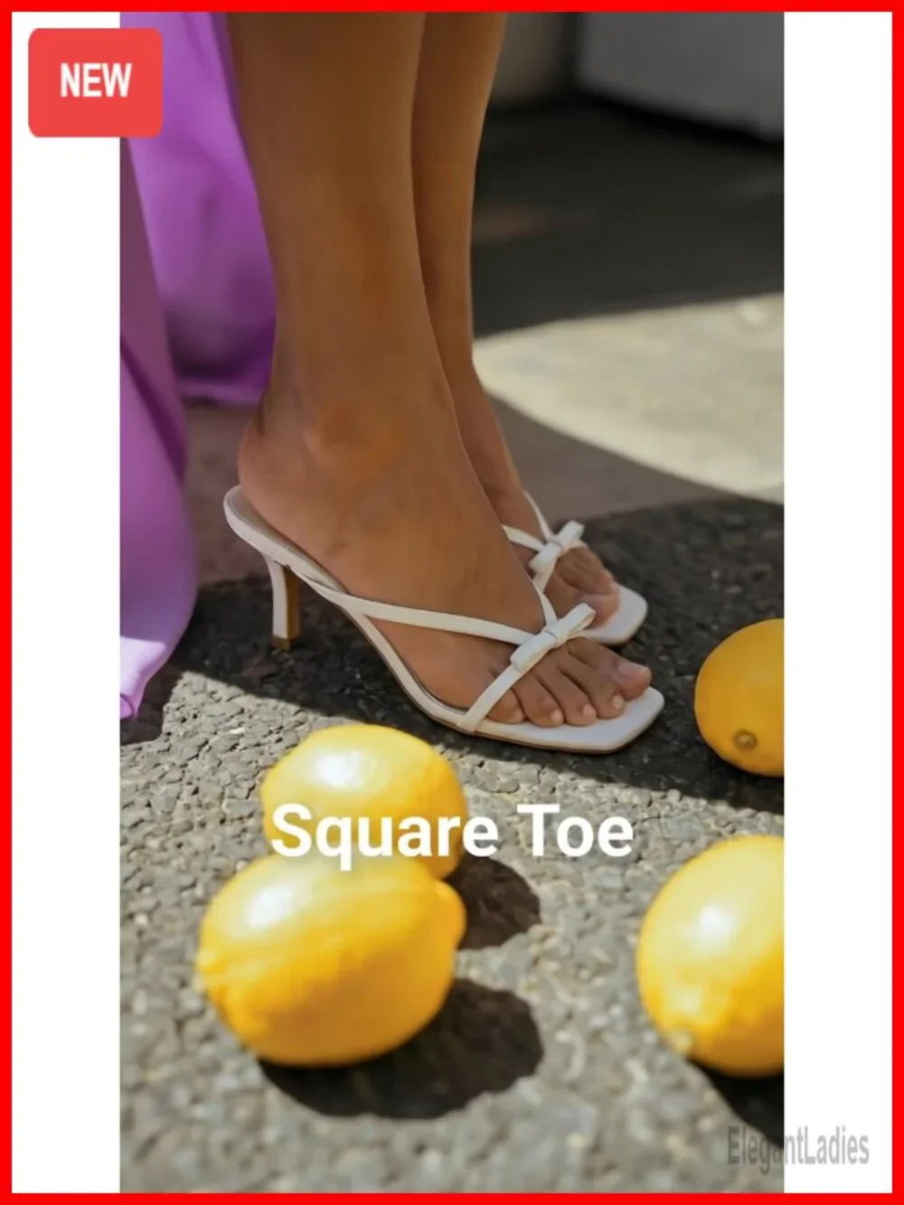 Kitten Heel Mule Sandals with Bow Thong Strap, Square Toe Slip On Dress Heels